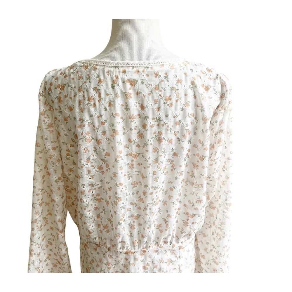Diana Seger Handmade Eyelet Kimono Open Front Size L/XL Cottagecore Tie Front - Picture 9 of 11